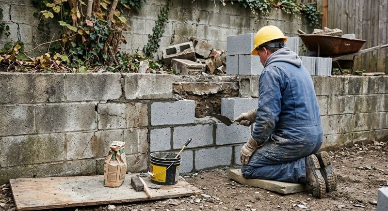 Cinder Block Wall Repair in Los Altos, CA