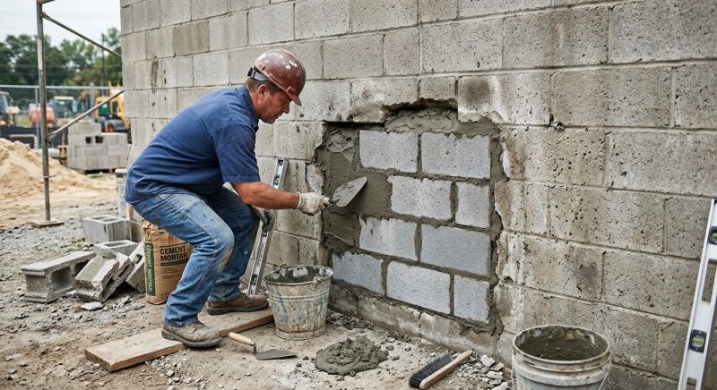 Cinder Block Wall Repair in Redwood City, CA